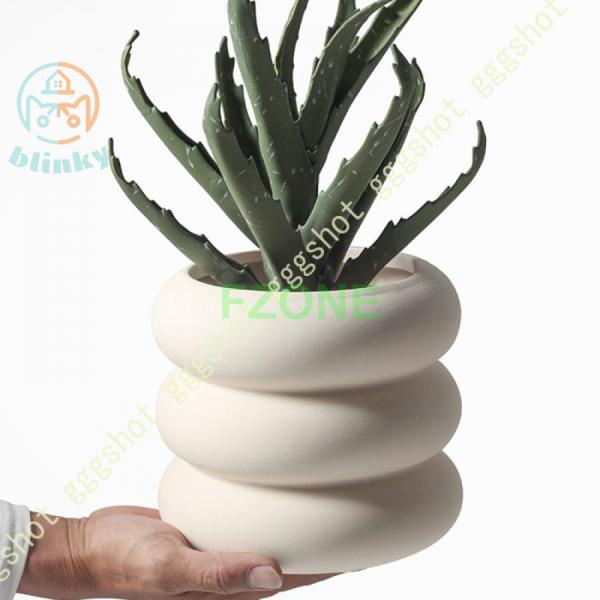 植木鉢 セラミック プランター ドーナツ形 口径8cm 10cm 12cm 置物