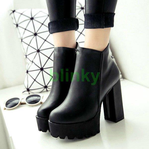 厚底 ブーツ ショートブーツ レディース ジップブーツ ヒール +10cm