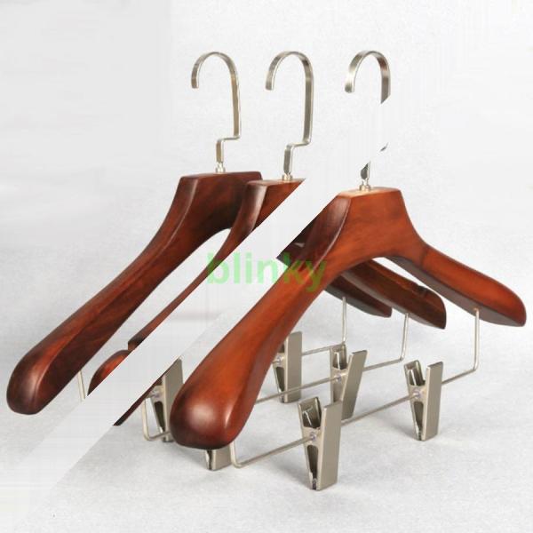 木製ハンガー ハンガー クリップ付き 360度回転 スーツハンガー 強力