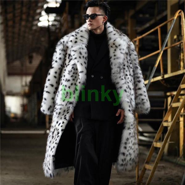 毛皮コート ファーコート メンズ アウター ロングコート ロング丈 豹柄