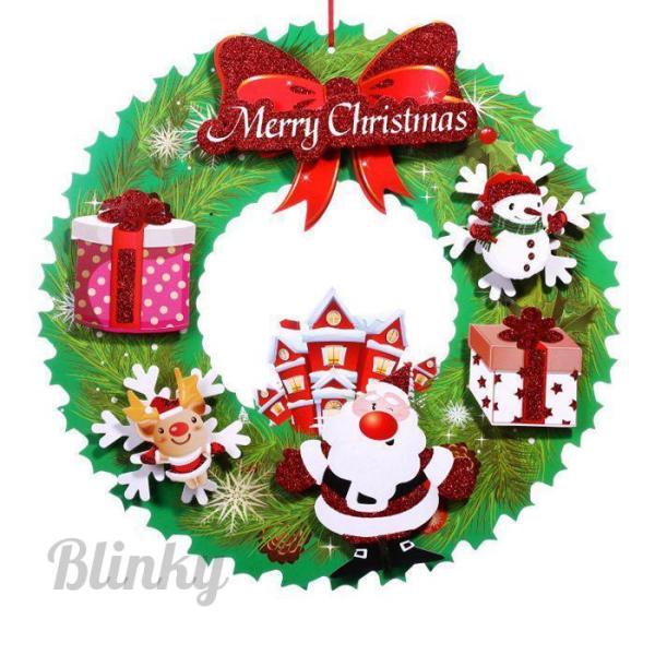クリスマス飾り リース ペーパー パーティ 玄関 ドア 飾り 屋内 屋外 ガーランド サンタクロース パーティー壁窓の装飾【サイズ】F直径36cm 【カラー】TYPEA、TYPEB【素材】ペーパー両面印刷このクリスマスの立体ガーランドの素材...