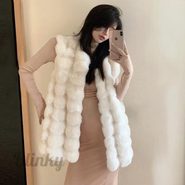 フェイクファー ベスト レディース ファーベスト ロングベスト