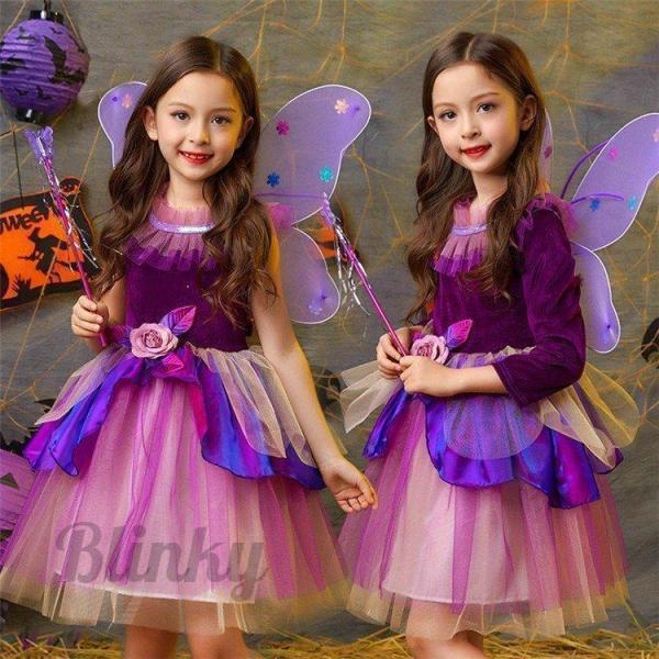 ハロウィン 女の子 衣装 魔女 子供 コスプレ キッズ ワンピース 子供 コスチューム 魔法使い キッズ 子供 ワンピ 精霊 女の子 妖精