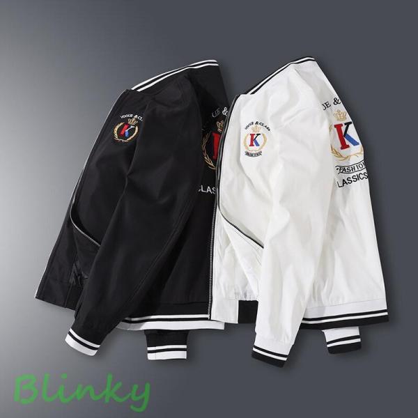 メンズ ジャケット 刺繍入り ジップアップ バック刺繍 オシャレ