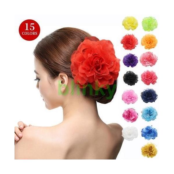 髪飾り 2WAY ヘッドドレス ヘアアクセサリー ヘアゴム コサージュ 花 牡丹 パーティードレス ダンス 衣装 ベリーダンス 社交ダンス 結婚式 卒業式