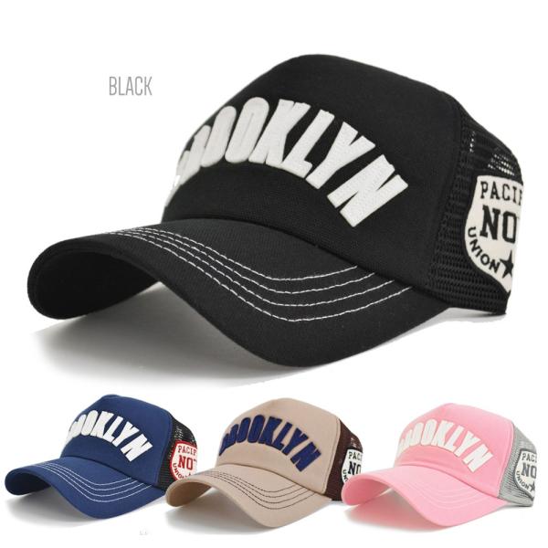 帽子 メッシュキャップ CAP BROOKLYN ワッペン 刺繍 アップリケ 4色