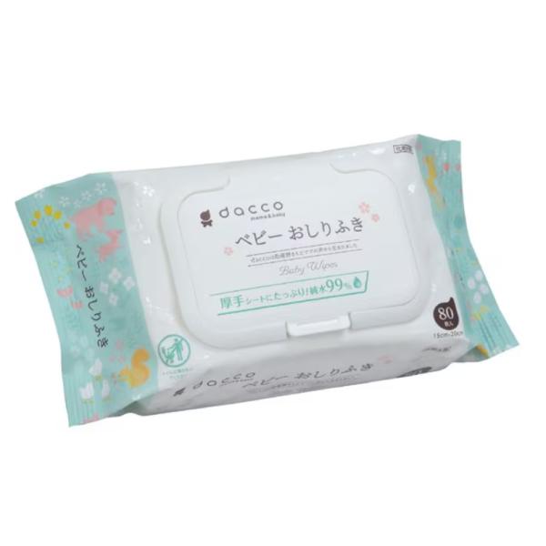 おしりふきフタ付（dacco）厚手タイプ　80枚入×12個　全960枚 Amazon.co.jp: dacco(ダッコ) ベビーおしりふき ふた付 960枚(80