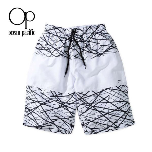 サーフパンツ メンズ 大きいサイズ 水着 OP オーシャンパシフィック 海パン インナー付き メッシュサポーター 速乾 ウエストゴム 白 3L 4L 5L 6L