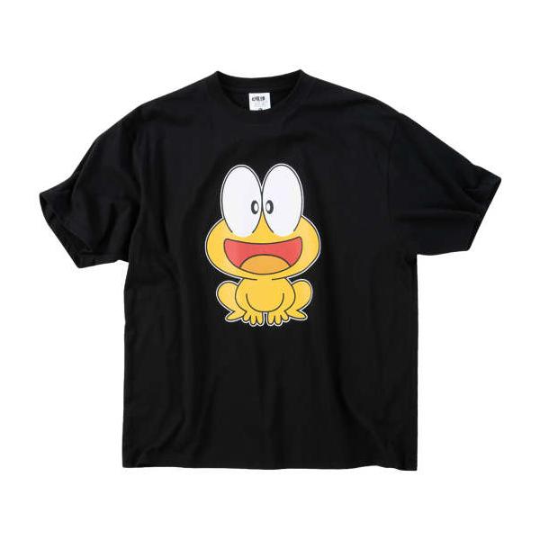 半袖Tシャツ ど根性ガエル ひろ し ピョン吉 黒 ブラック 綿 100
