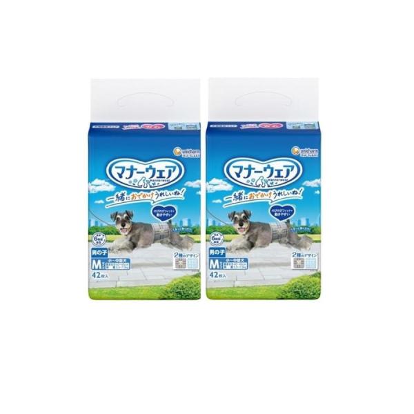 ユニ・チャーム 【セット販売】マナーウェア 男の子用 小〜中型犬用 Mサイズ 青チェック・紺チェック 42枚×2コ B07W4MWXN2