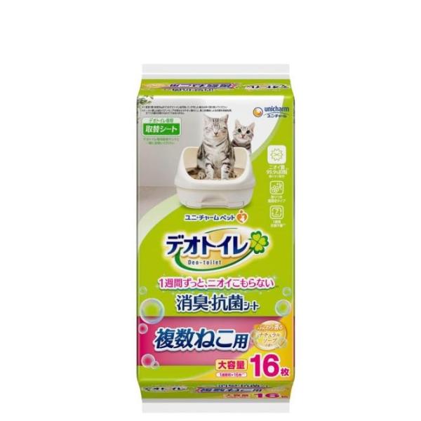 デオトイレ 複数ねこ用 ふんわり香る 消臭・抗菌シート ナチュラルソープの香り 単品16枚 多頭買い 専用シート ユニ・チャーム 複数猫用