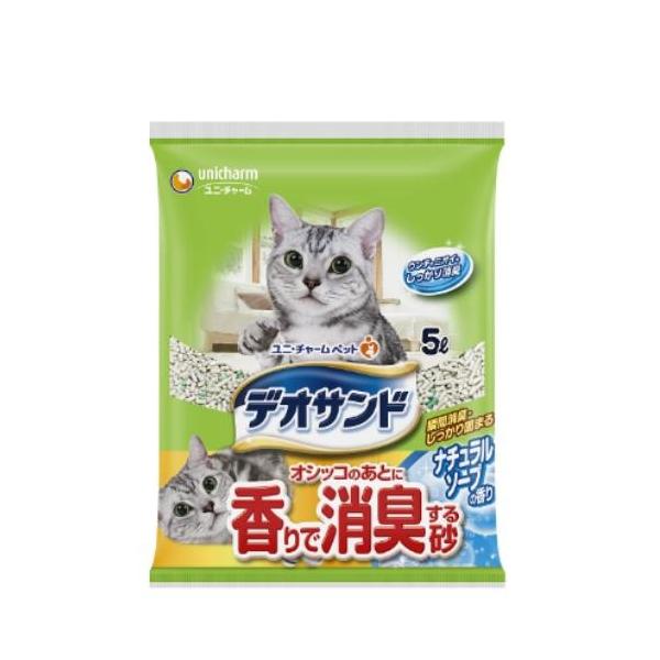 デオサンド オシッコのあとに香りで消臭する砂 ナチュラルソープの香り 単品5L ギュっと固まる紙砂 猫砂 石タイプ 瞬間消臭 室内トイレ しっかり固まる