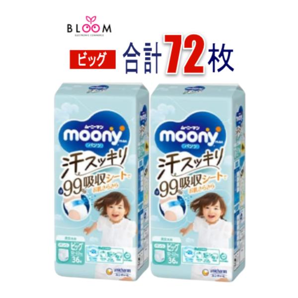 他サイト： 【2個セット】あせもの一因からお肌を守る! ムーニーマン 汗スッキリ パンツ ビッグサイズ 男女共用 (12~22kg) 36枚×2個(72枚)の商品画像