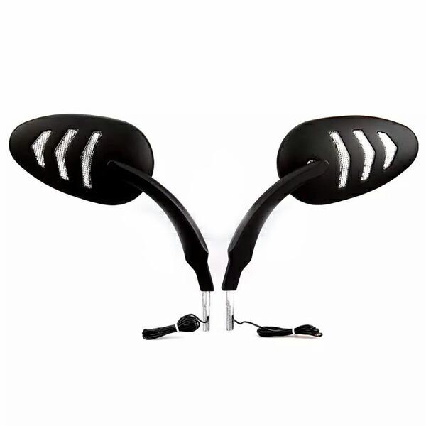 LEDウインカー付き ミラー 黒 ハーレー ツーリング ダイナ ソフテイル 