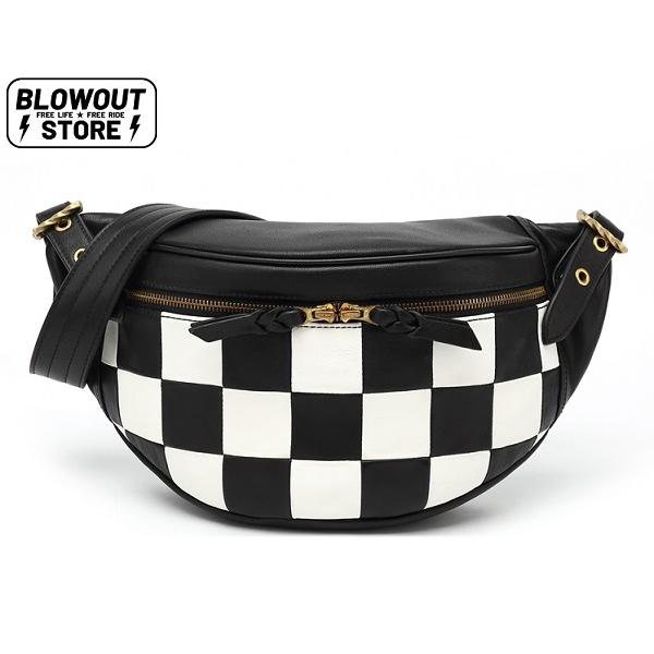 チェッカー 本革 ライディングバッグ キルティング ダイヤモンドカット