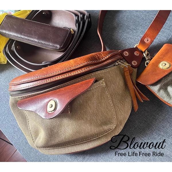 Blowout 帆布 本革 ライディングバッグ キルティング ダイヤモンド