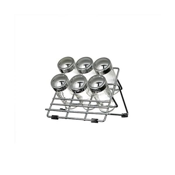 DULTON(ダルトン) 6ボトル スパイスラック CH01-K14 本体:ガラス 蓋:ポリスチレン ラック:スチールクロームメッキ 中国 BSP58