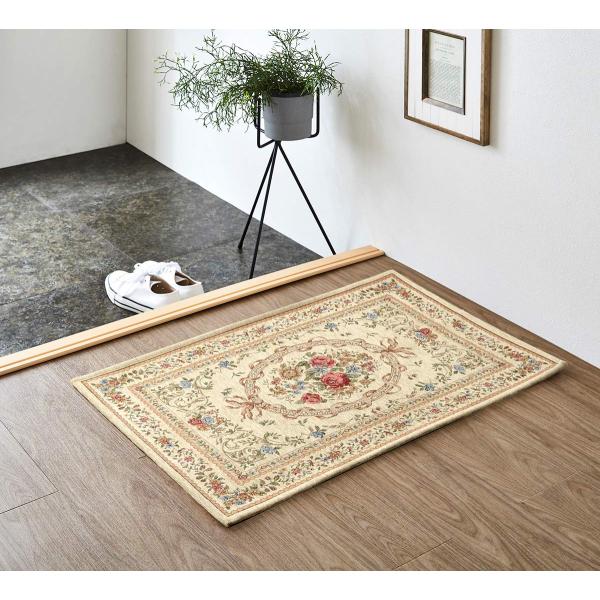 イケヒコ 玄関マット エリーゼ アイボリー 約50×80cm シェニール