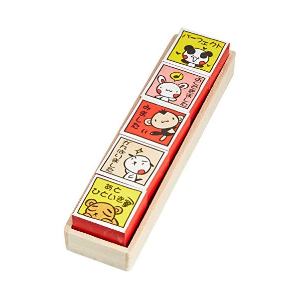 【商品概要】23.5cmx7.6cm【商品説明】説明かわいいティーチャースタンプ5本セットでウッドケース付。【商品詳細】ブランド：愛商品名：スタンプ工房 愛 評価印スタンプ ティーチャースタンプ5本セット どうぶつ ウッド Q1-01製造元...