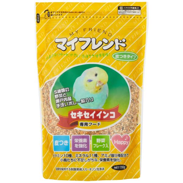 【商品概要】本体サイズ (幅X奥行X高さ) :16.7×8.0×24.0cm原産国:日本本体重量:700.0gセキセイインコの健康を考え、自然なままの胚芽つき穀物をブレンドしました。穀物だけでは不足しがちなビタミン、ミネラル、アミノ酸と、フ...