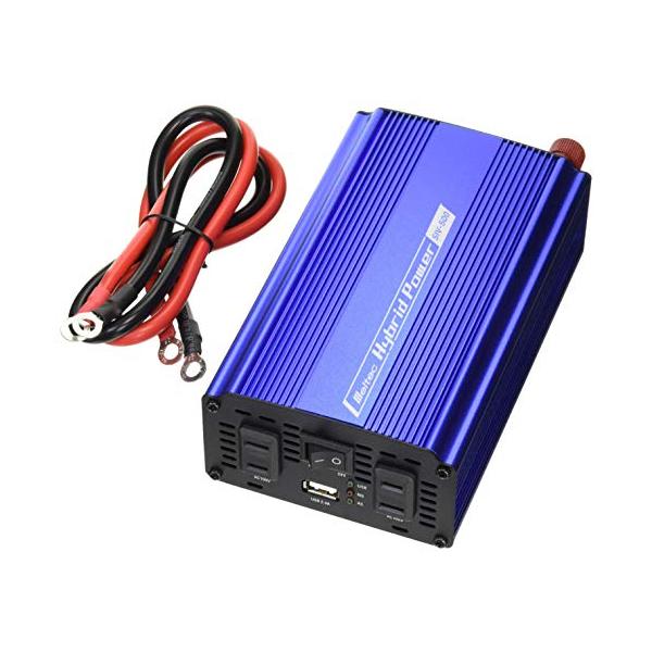 【商品概要】●本体サイズ:約100(W)×56(H)×184(D)mm 重さ:750g●入力電圧:DC12V●出力電圧:AC100V(ACコンセント×2口)●定格出力:450W●最大瞬間出力:500W●変換効率:75%●保護回路(出力停止)...