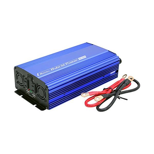 【商品概要】●本体サイズ:150(W)×76(H)×307(D)mm 重さ:1.8kg●入力電圧:DC12V●出力電圧:AC100V(ACコンセント×2口)●定格出力:800W●最大瞬間出力:1000W●変換効率:75%●保護回路(出力停止...
