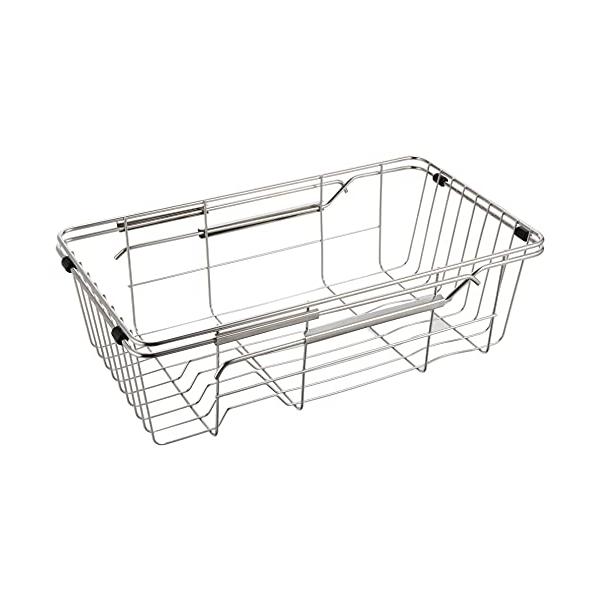 【商品概要】サイズ:39~60.5×21.7×11.5cm本体:ステンレス鋼、ゴム:合成ゴム生産国:中国パッケージ重量: 0.61 kg【商品説明】シンク内で水切りできるので、シンク脇のスペースを広く使えます。茶碗や汁椀も立てられすっきり水...