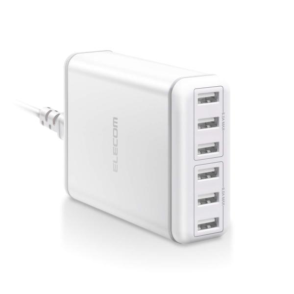 エレコム USB コンセント 充電器 合計60W USB-A×6 【 iPhone SE3,15,14,13,12 / iPad / Android