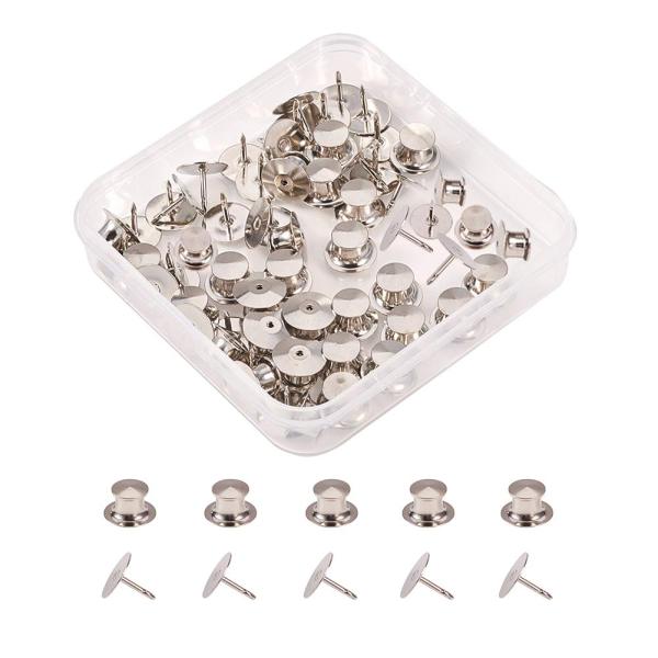 【商品概要】パッケージ包装：30個セットピンバッジ；針付のピンバッジと留め具があります；収納ボックスボックスがついて整理しやすいです。サイズ：直径約10mm、厚さ約9mm、ピンは約1mm；色はシルバー；詳しい情報は写真をご参照ください。素材...