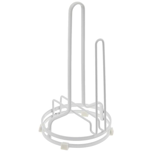 【商品概要】【サイズ】14×14×27cm　【商品重量】0.5kg【素材】本体：スチール(粉体塗装)　保護キャップ：シリコンゴム縦型に収納できる！キッチンペーパースタンドです。引き出したペーパーの先端を保持することができるストッパー付き♪ゴ...