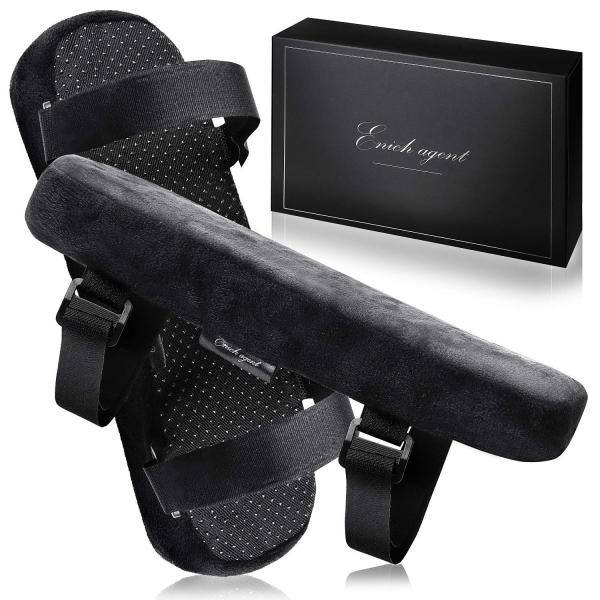 【商品概要】?【「ひじ置きクッションM（ブラック）」のセット内容】(1)ひじ置きクッション（両肘セット）、(2)日本語説明書?【日本国内の試験機関で品質試験済み】 低反発ウレタンクッションの復元率を測定する試験で驚異の99.5％（80,00...