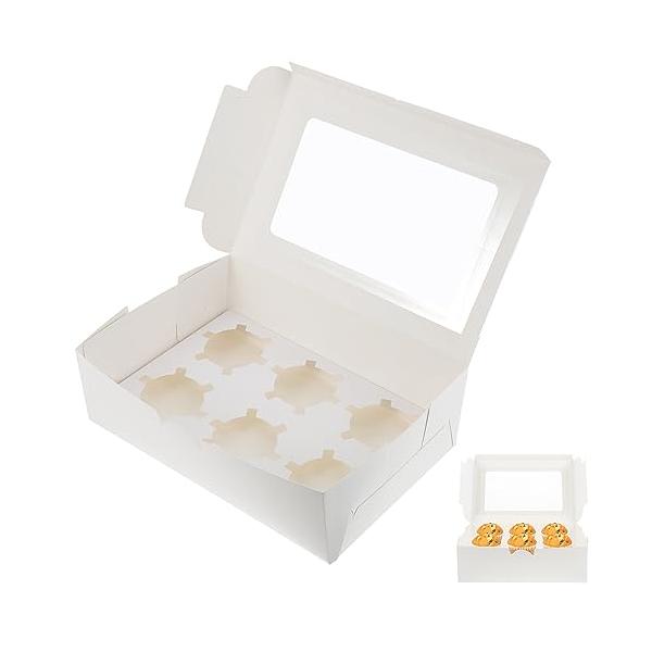 【商品概要】??【組み立て式】ケーキボックスは組み立てが簡単で、接着剤は不要です。高品質の工芸品で来ます。持ち運びに便利です。??【6仕切り】お菓子箱の内部は6仕切りのデザイン、6つのカップケーキを置くことができます。誕生日パーティーまたは...