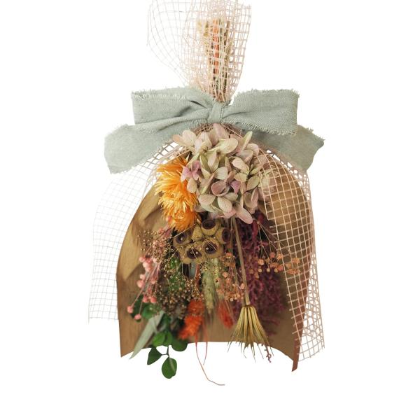 【商品概要】インテリアとしてぴったりな商品です♪幅：約20cm　高さ：約31cm使用花材：ナチュラル/プリザーブドフラワー（紫陽花）・（グリーン）（ボアナクロー）・シダローズ・ブルニア・ブラックベリー・フーセンポピー・ナンキンハゼ・リボン/...