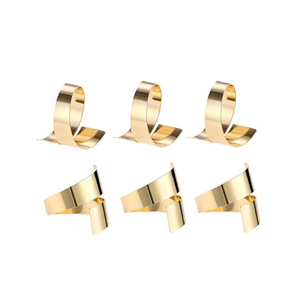【商品概要】ナプキンリングのサイズ：直径：約4.5cm /1.77インチ　材質：合金　カラー：ゴールド　セット：6個材質の特徴：これらのナプキンリングは複数の金属元素から成る合金のもので、美しい金属光沢を持ち、ナプキンリングの耐久性と長い製...