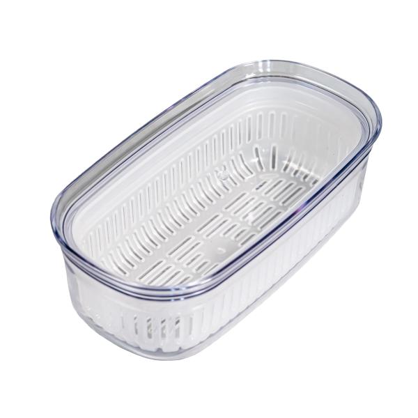 【商品概要】カラー : ホワイトサイズ : スリム ・重量 : 245g材質 : 本体、フタ、ざる : AS樹脂耐熱 : ボウル ・ざる ・フタ : 70度現品サイズ : 10.5×20×7cm ・生産国 : 日本【商品説明】【商品詳細】ブ...