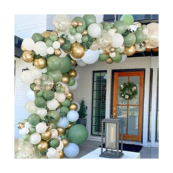 【商品概要】??152PCSバルーンガーランドキット：35個* 10インチレトログリーンバルーン、25個* 10インチホワイトバルーン、20個* 5インチゴールドメタリックバルーン、20個* 5インチホワイトバルーン、30個* 5インチレト...