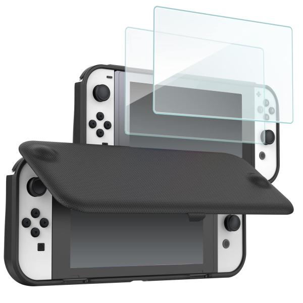 【商品概要】?? 対応機種：Nintendo Switch 有機ELモデル（OLED） 2021、他の型式には対応しません。 ご購入前にモデル番号をご確認いただきます。?? 強化ガラスフィルム2枚付き、気泡が入りにくく、ガラスならではの光沢...