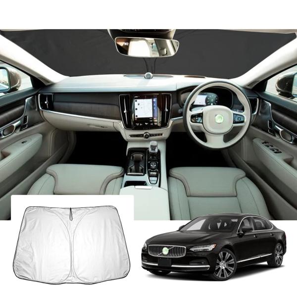 【商品概要】【対応車種】ボルボ・S90/V90 2代目 2021+【材質・構造】高密度アルミメッキ反射層・ポリウレタン耐熱断熱層・UVチタン銀コーティング断熱層・ナノ断熱遮光素材。4層構造を採用し、4つの異なる材質が共同でサンシェードの反射...