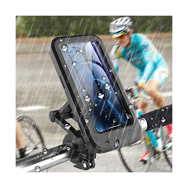 【商品概要】【サイズ】携帯電話ボックス：19.3*10cm。ブラケットの長さ：約25cm。取り付け可能なハンドルバーの直径範囲：約22~28mm。【防水/防塵】携帯電話機のラックはナイロン+繊維+ABSの3種類の素材で作られています。優れた...