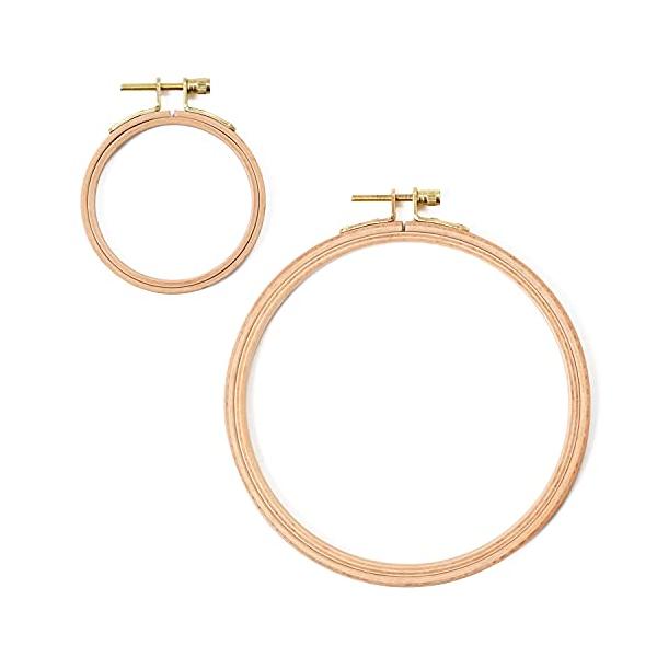 5H5 刺繍枠 セット 木製 ブナ材 銅メッキ金具 7.5cm 10.5cm 12.5cm