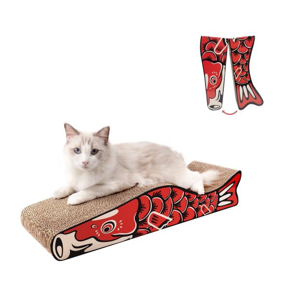 【商品概要】【窮屈感とバイバイ〜】従来の猫用つめとぎとは違て鯉のぼり爪とぎ全長は70cmです。大型猫でもはみ出さない、全身を預けて寝そべることができます【爪研ぎもスヤスヤも】 爪磨き後はお気に入りのくつろぎスペースに、猫は睡眠時間がとても長...