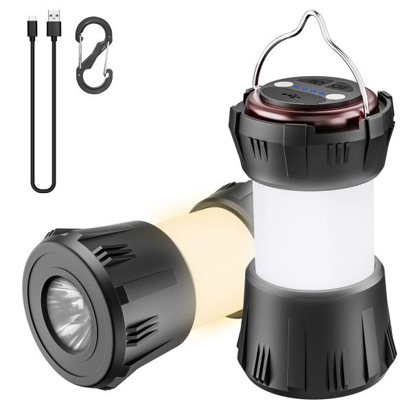 【商品概要】??【多様調光・調色モード切替】LEDランタンの光色は昼白色・電球色（暖色）の2種類、明るさはハイ・ローの2つ点灯モードに切り替えられ、高密度COBライトにより均一でほどよく光を放ち、最大500MLで、360度全方位を照らし、室...