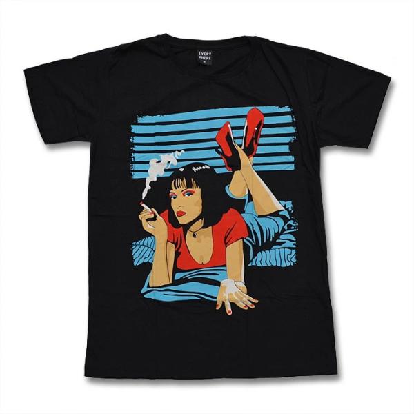 パルプフィクション おもしろ Ｔシャツ 黒 M/L/XLサイズ 映画 PULP FICTION メンズ ブラック クエンティン・ タランティーノ イラスト