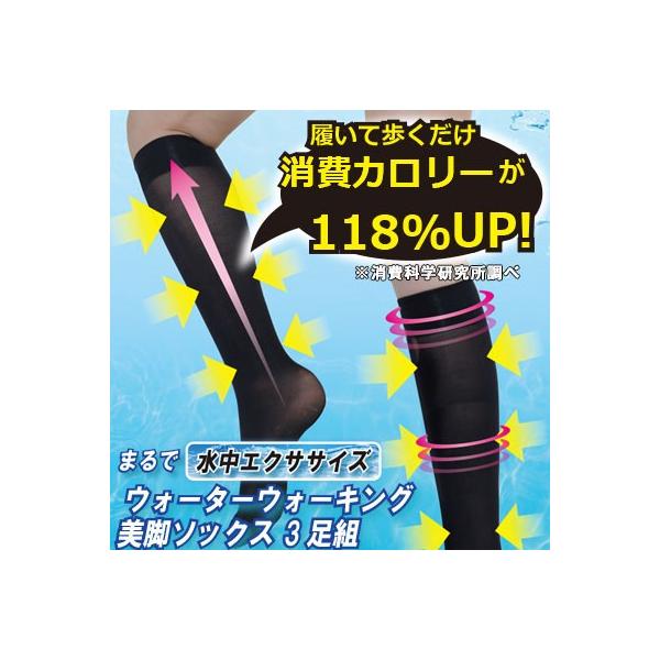 3組セット お得セット ダイエットソックス ウォーターウォーキング美脚ソックス 3足組