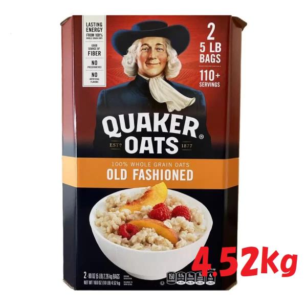 商品名 クエーカー オートミール シリアル QUAKER OATS 4.52kg　2.26kg×2袋 オールドファッションオートミールは120年以上も前から作られている歴史ある食品でオーツ麦を蒸して押しつぶしただけの添加物などを一切加えない...