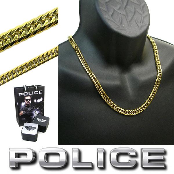 ポリス ネックレス POLICE 喜平チェーン ステンレスネックレス CHAIN ゴールドカラー 幅 5.7mm 9.5mm 長さ 60cm