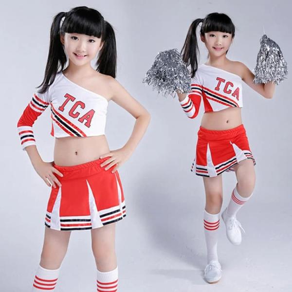 赤 キッズ ダンス衣装 セットアップ チアガール 衣装コスプレ 衣装