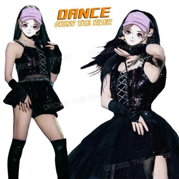 ダンス衣装 黒 セットアップ 大人 キラキラ k-pop衣装 韓国 アイドル