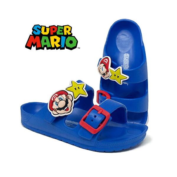 スーパーマリオ ベルトサンダル ブルー マリオ柄 18〜22cm マリオ