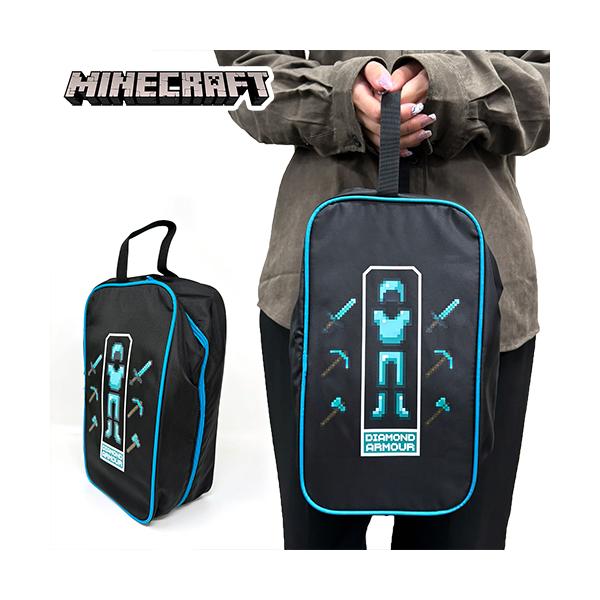 Minecraftのナイロンシューズバッグ！マチが広く、ファスナーも大きく開くので様々なシューズを収納可能。体育や部活、習い事など様々な場面で使いやすい！材質：ポリエステル■サイズ：約30×17×11cm